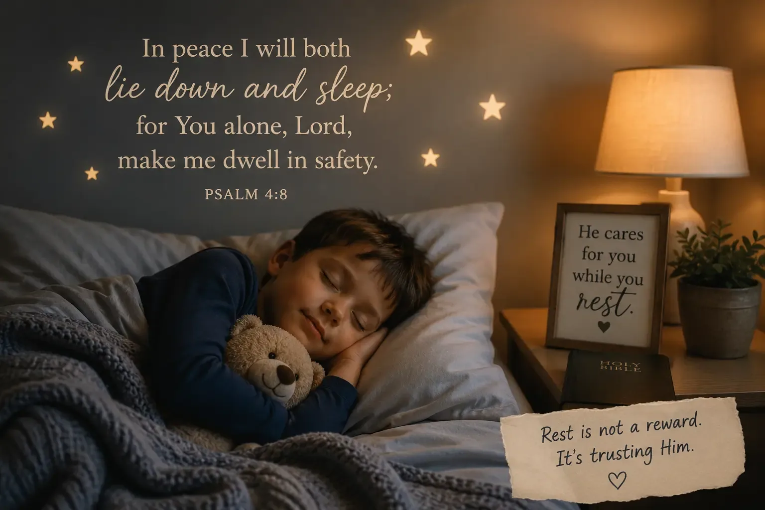 A picture of a child sleeping peacefully, representing the trust we should have in God