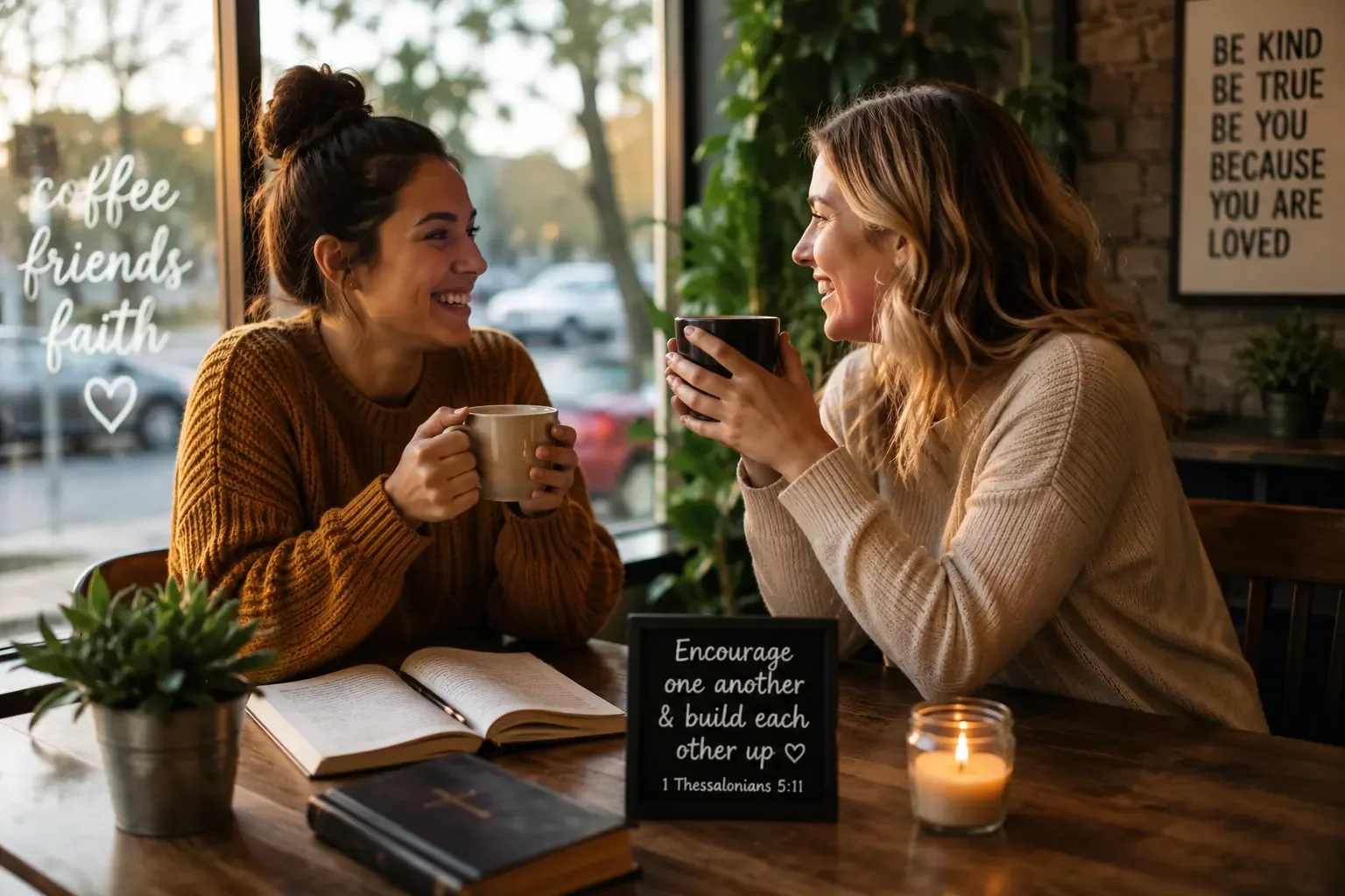 Two friends talking over coffee Two friends talking over coffee
