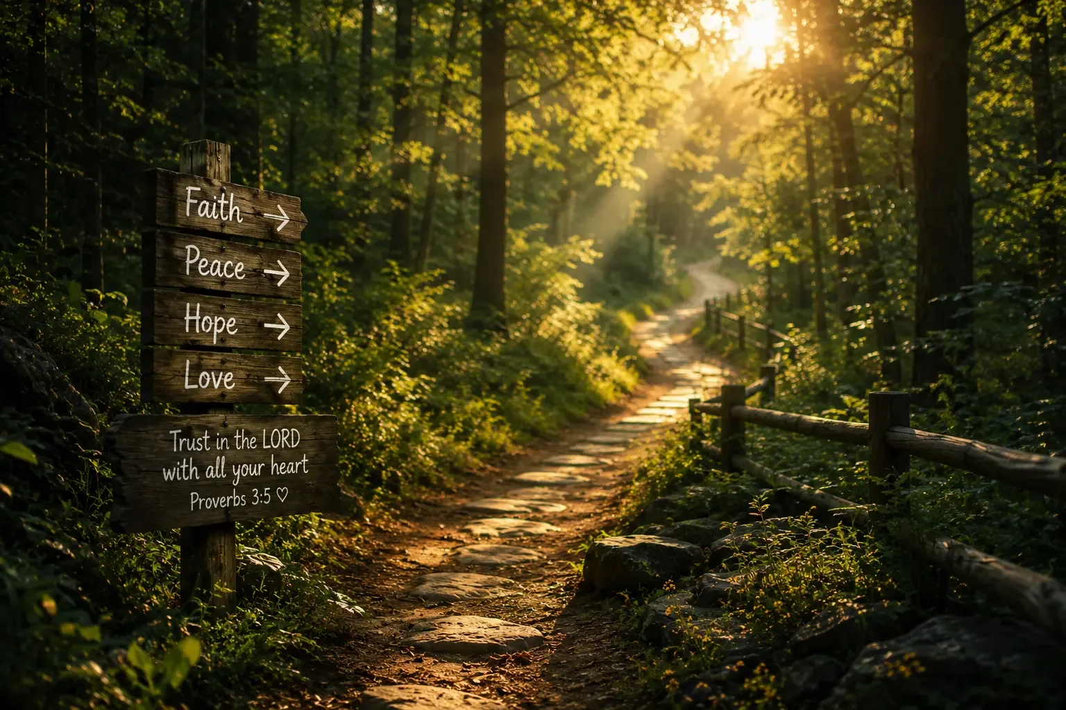 A path winding through a beautiful forest A path winding through a beautiful forest